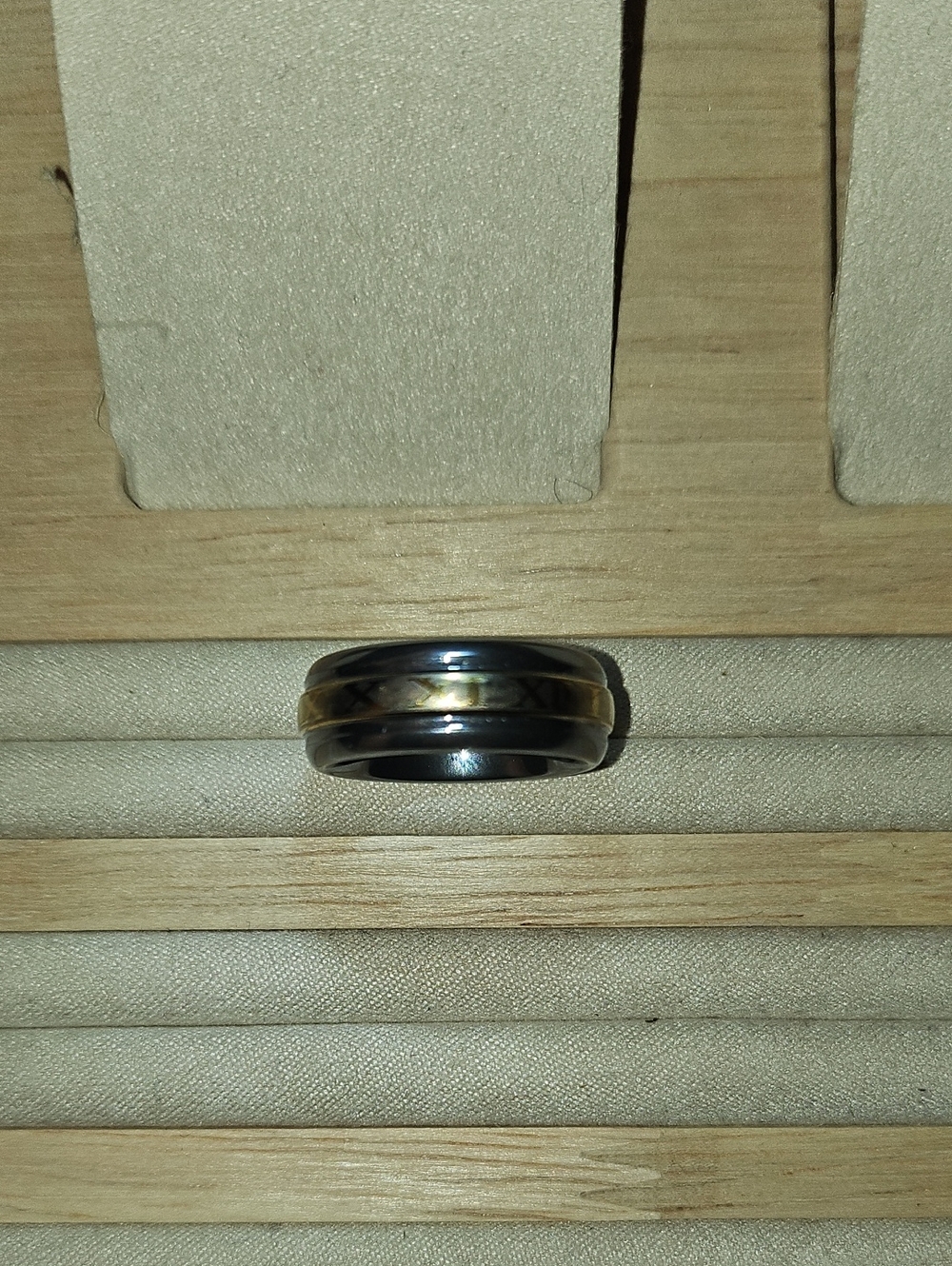 Roman Numeral Ring Two-Tone Metal Dome Band Tungsten Carbide Sz 6 - Picture 8 of 10